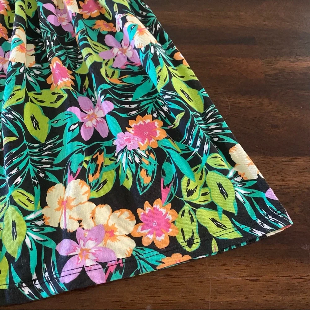 First Impressions Floral Tropical Plaid Dress